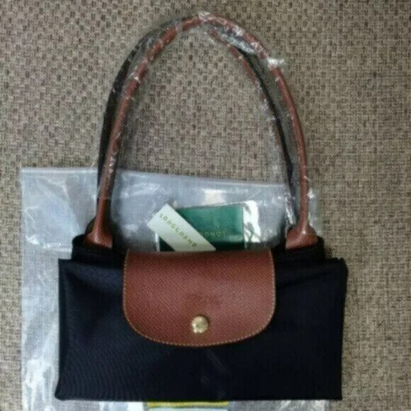 Longchamp Le Pliage Nylon Large Shoulder Bag Tote Travel Bag Black - Picture 6 of 7